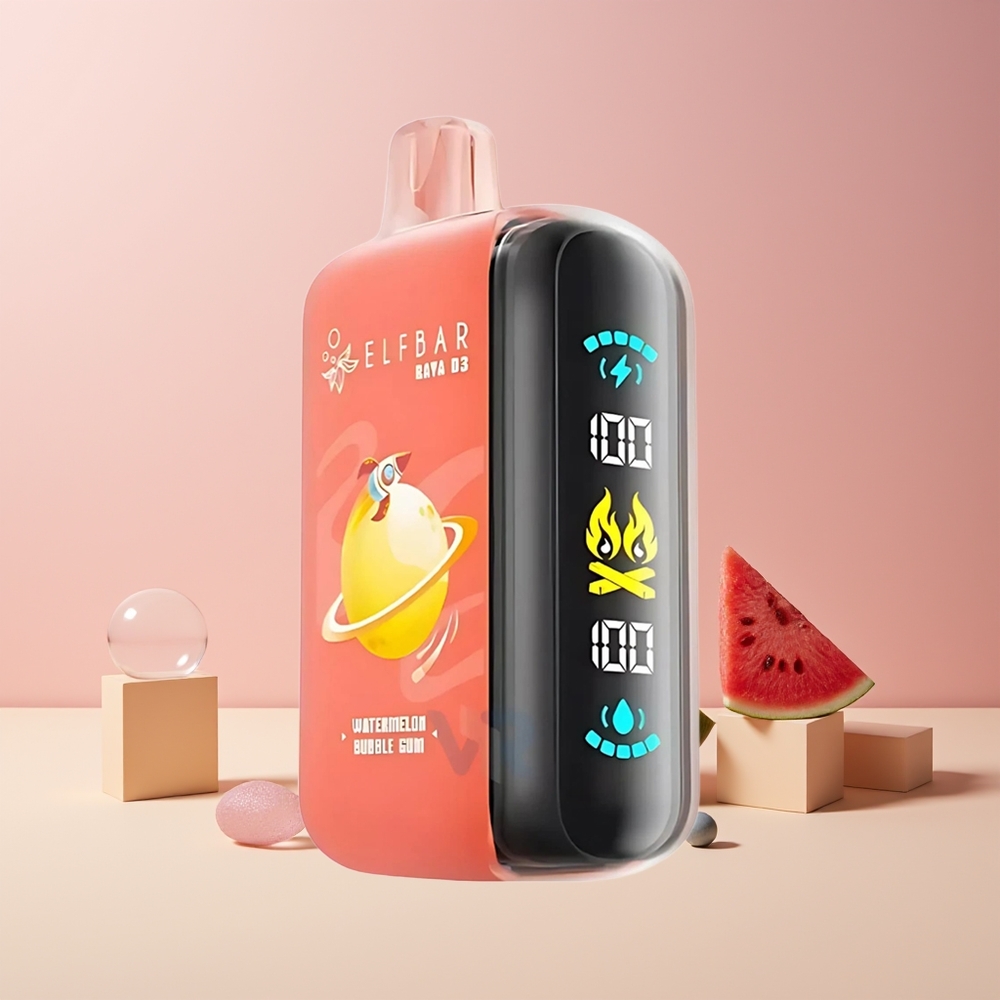 ELF BAR RAYA D3 25000 Puffs France grossiste - 23ml, 5% Nicotine, Rechargeable, Type-C, Pastèque Bubble Gum