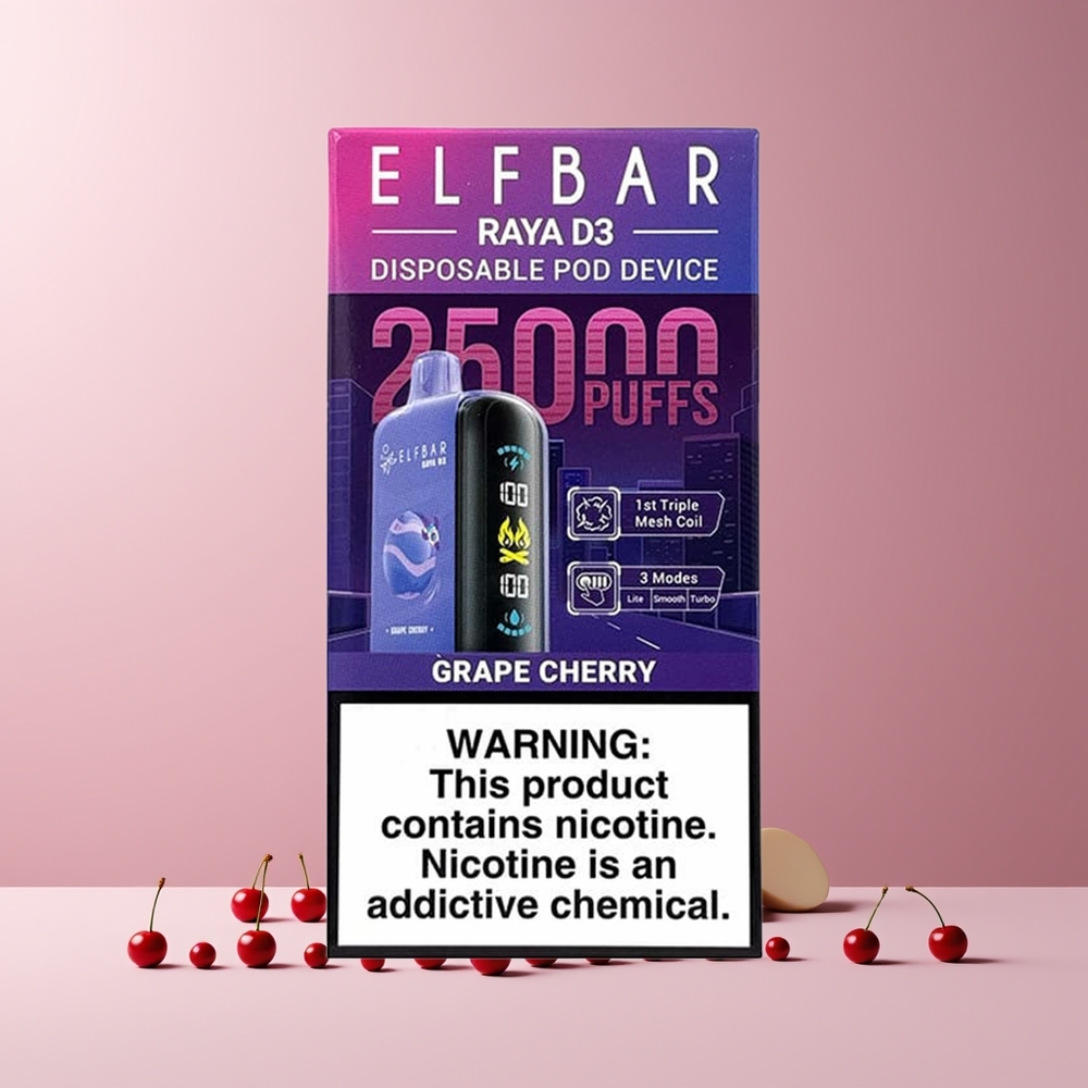 ELF BAR RAYA D3 25000 Puffs France grossiste Rechargeable 23ml 5% Raisin Cerise