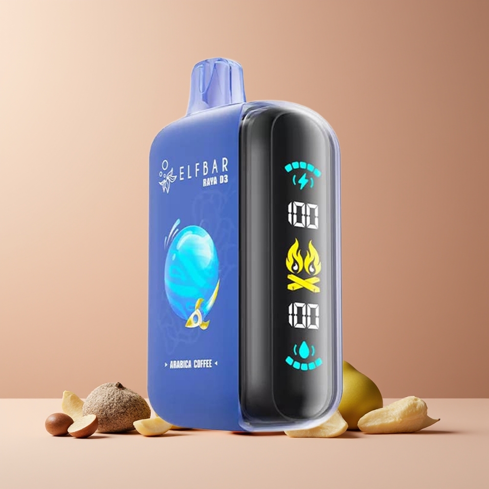 ELF BAR RAYA D3 25 000 Puffs Vape Jetable Rechargeable France Grossiste - 23ml, Café Arabica, 5% Nicotine