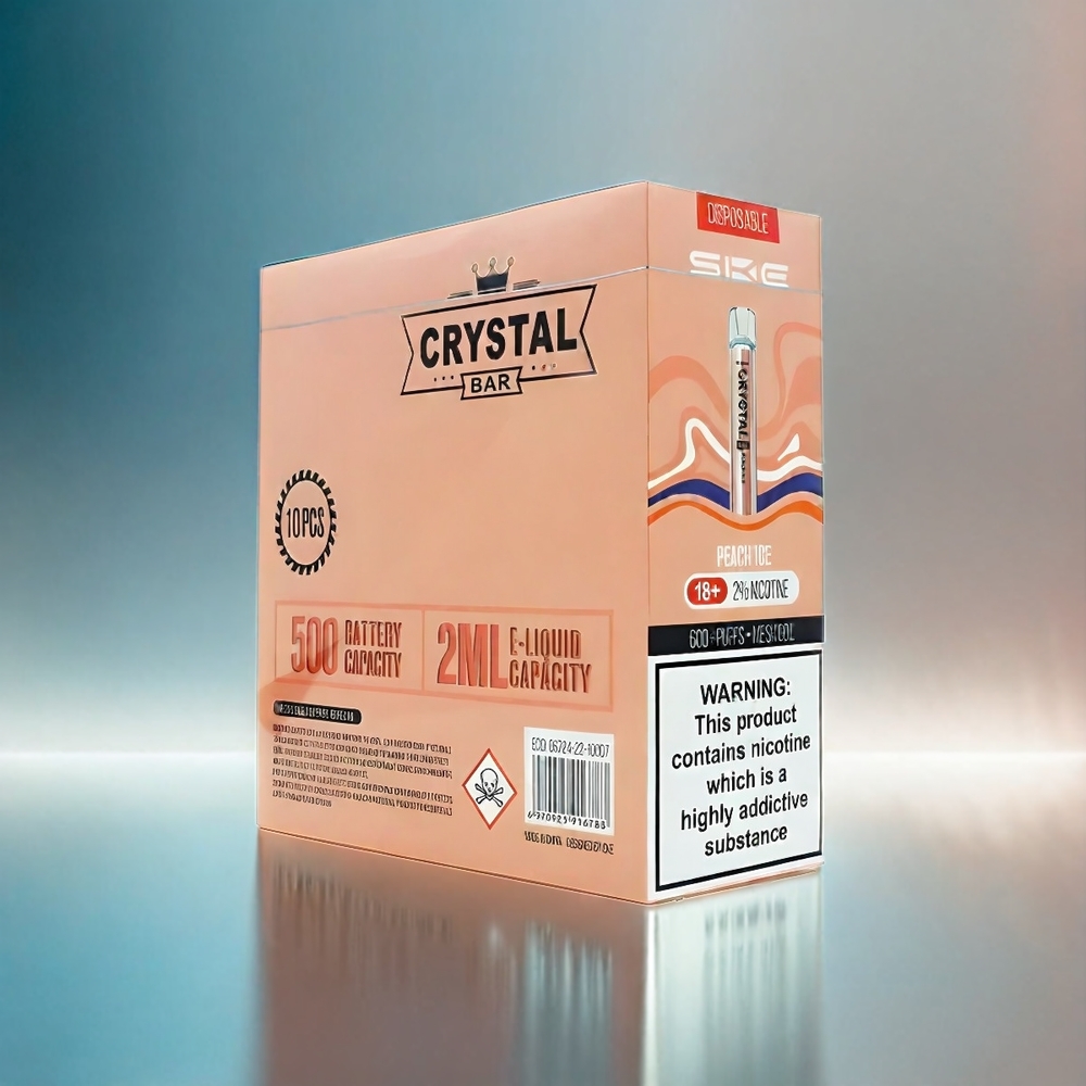 Ske Crystal Bar 600 - 0% de nicotine, 500mAh, 600 bouffées, France Grosiste, Pêche Glacée