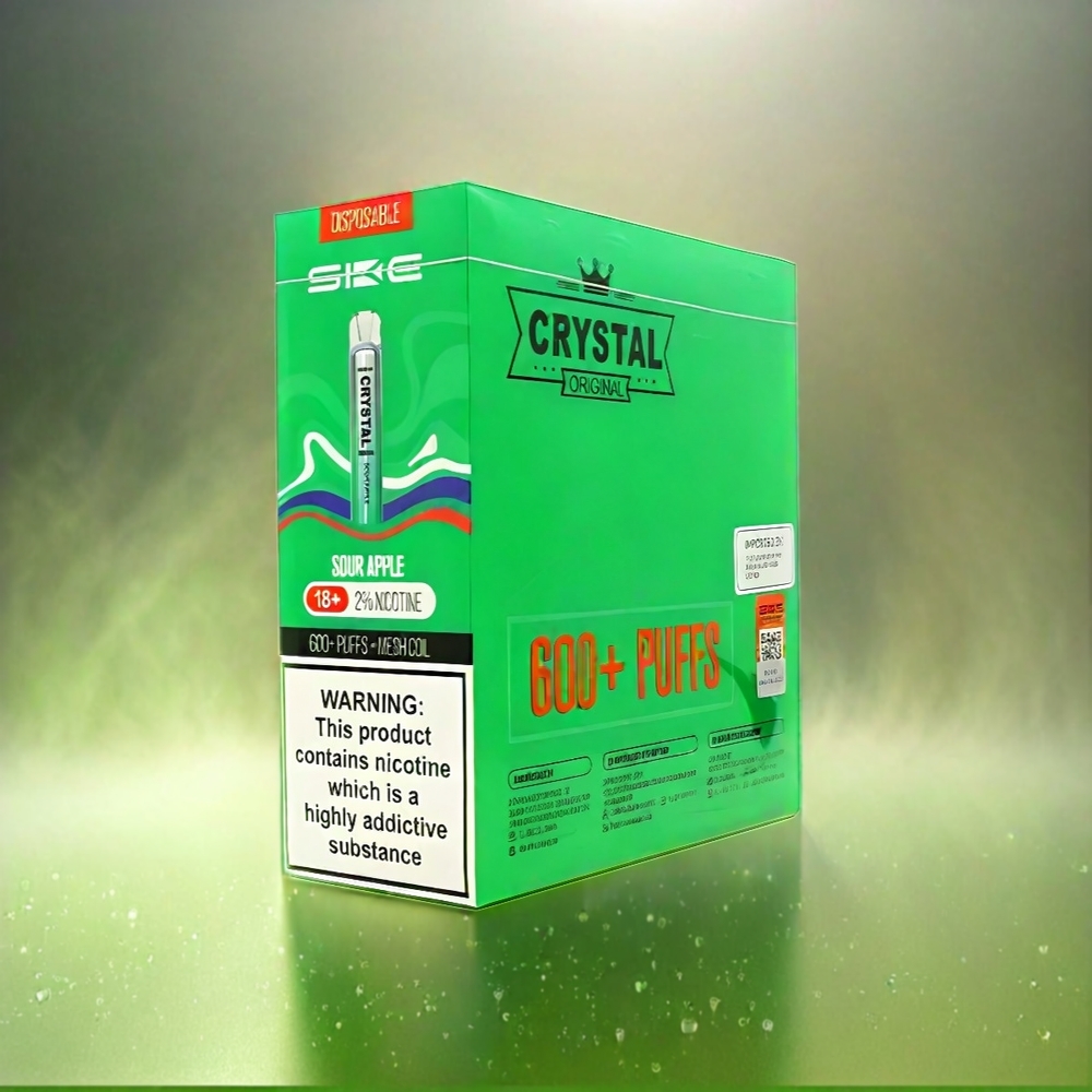 Ske Crystal Bar 600 France Grosiste - 0% / 2% de nicotine, 500mAh, 600 bouffées, pomme acidulée