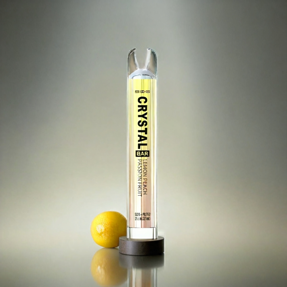 Ske Crystal Bar 600 France Grosiste - 0% 2% de nicotine, 600 bouffées, Citron Pêche Fruit de la Passion