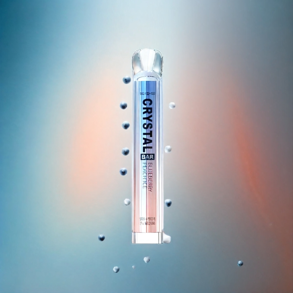 Ske Crystal Bar 600 France Grosiste - 0% de nicotine, 500mAh, 600 bouffées, acier inoxydable + pctg, myrtille pêche glacée