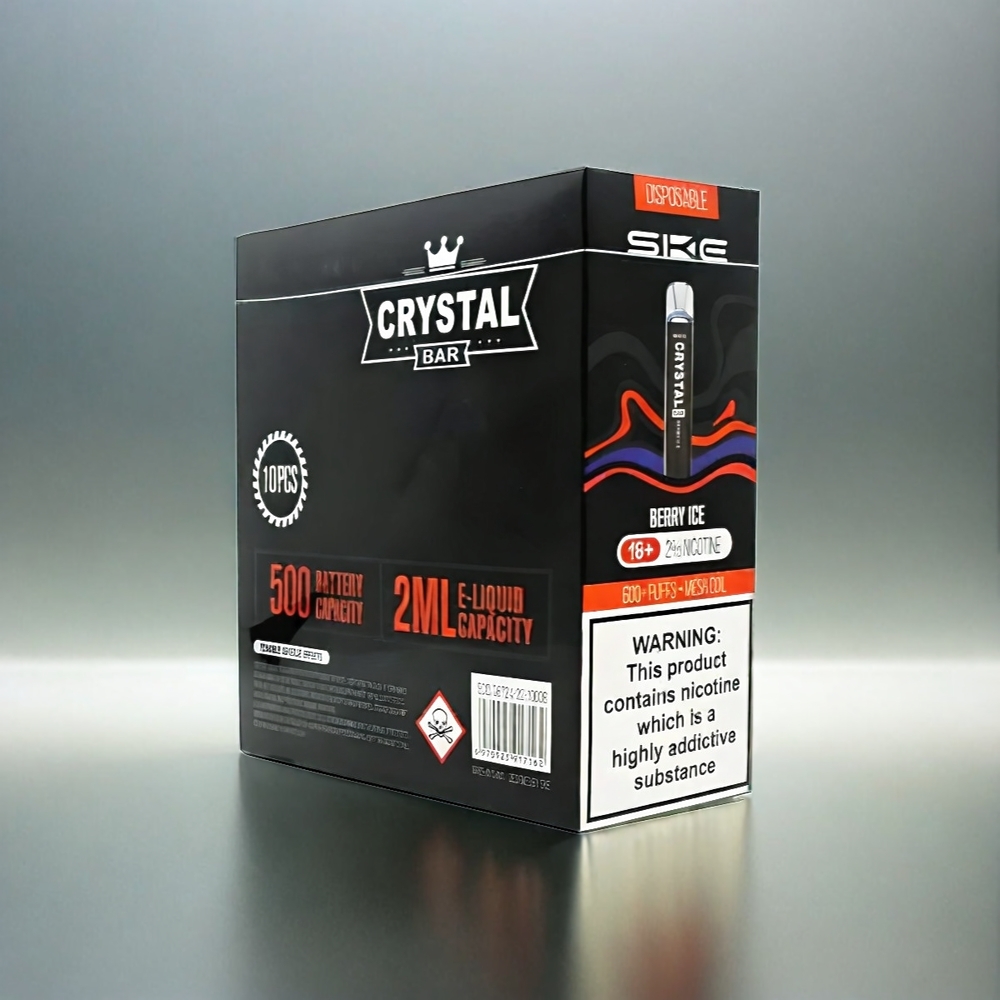 Ske Crystal Bar 600 France Grosiste - 0% de nicotine, 500mAh, inoxydable acier, Baie Glacée