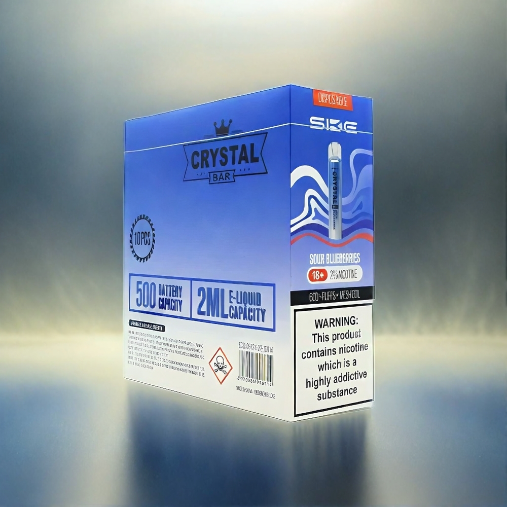 Ske Crystal Bar 600 - France Grosiste - 0% de nicotine - 600 bouffées - 500mAh - Myrtilles Bleues acidules