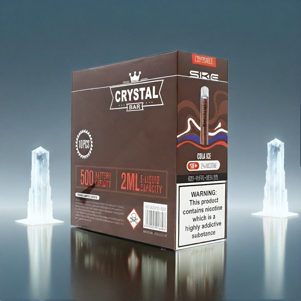 Ske Crystal Bar 600 France Grosiste - 0% de nicotine, e-liquide 2,0 ml, cola glacée, 600 bouffées