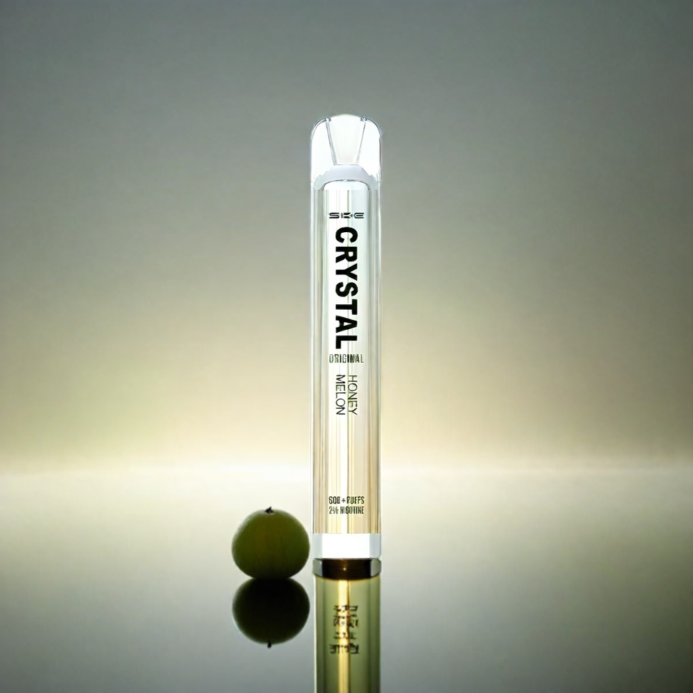 Ske Crystal Bar 600 France Grosiste - 0% de nicotine, e-liquide de 2,0 ml, Miel Melon (Miel Melon), 600 bouffées, Bobine Mesh