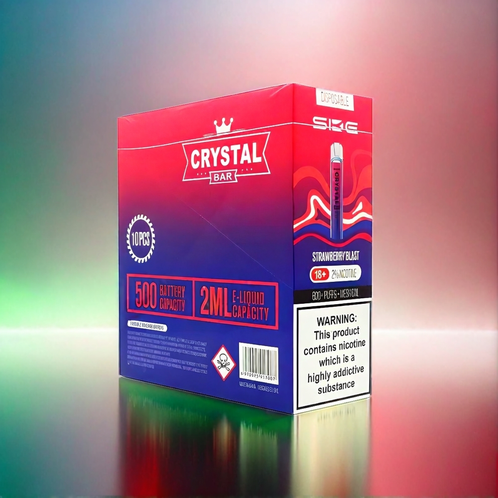 Ske Crystal Bar 600 France Grosiste - 600 bouffées, batterie 500mAh, inoxydable acétique, Fense Saveur explosif
