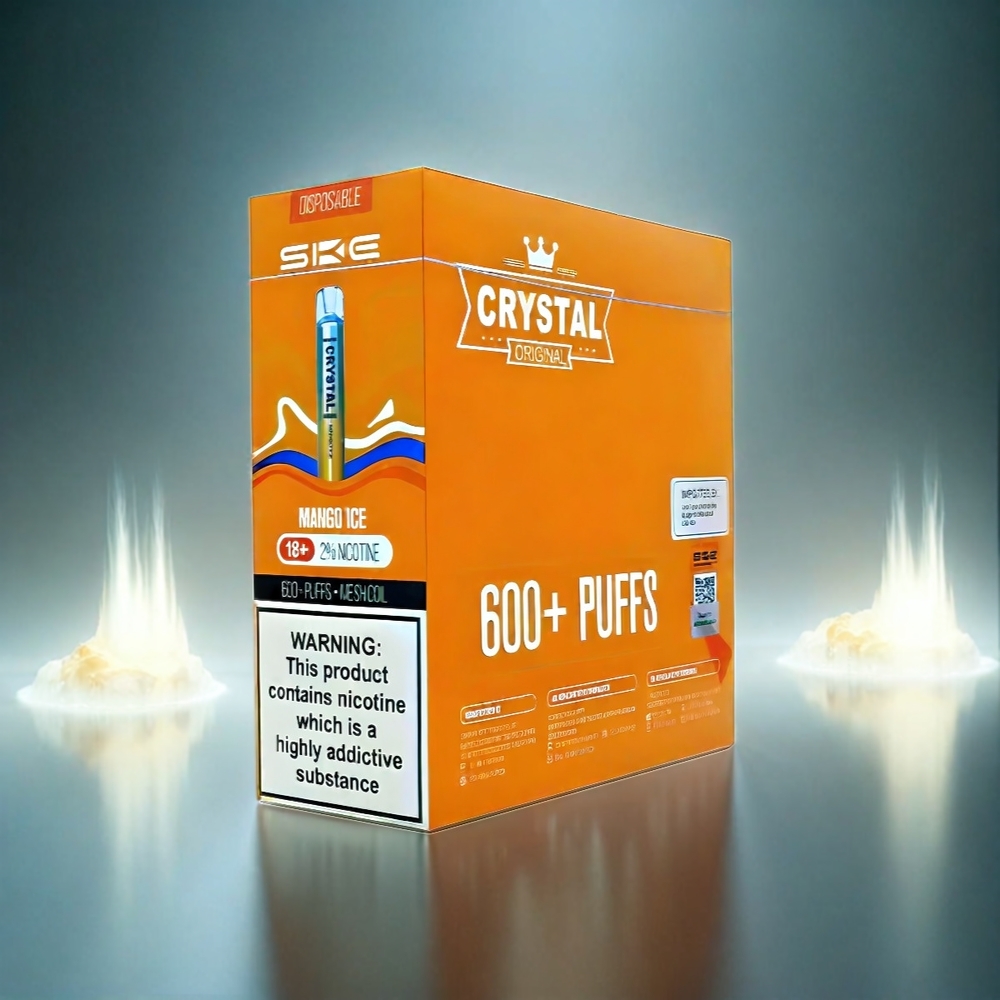 Ske Crystal Bar 600 France Grosiste - ACIER INOXYDABLE, 0% / 2% Nicotine, 500mAh, Mangue Glacée