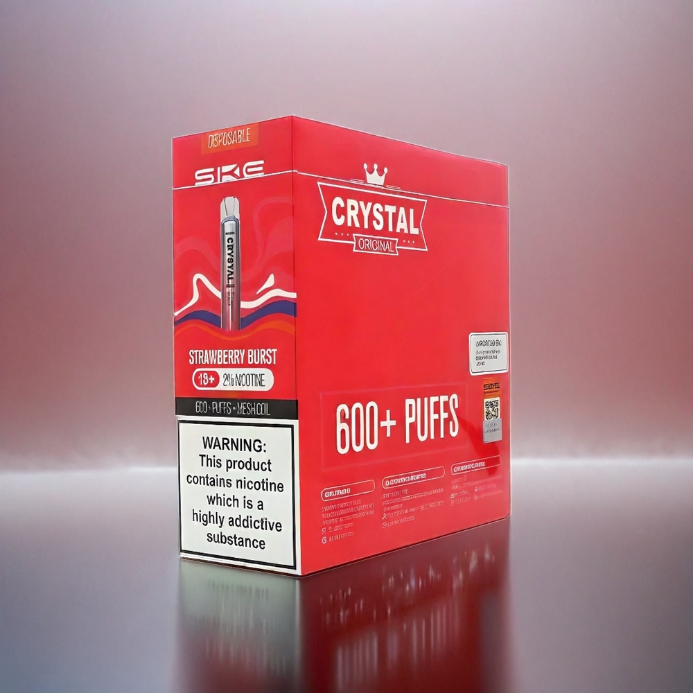 Ske Crystal Bar 600 France Grosiste - Fense Éclatante (0%, 2% de nicotine, 500mAh, 600 bouffées, inoxydable à l'acide + PCTG)