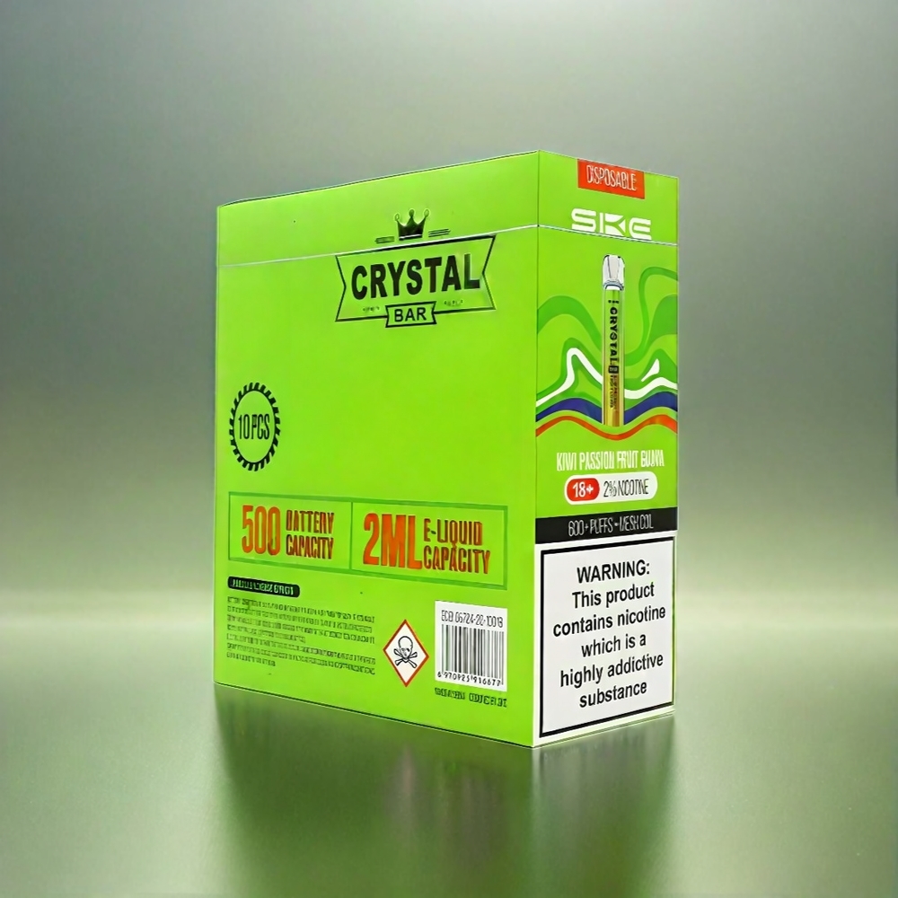 Ske Crystal Bar 600 France Grosiste - Kiwi Passion Goyave (0%, 2% de nicotine, 500mAh, 600 bouffées)
