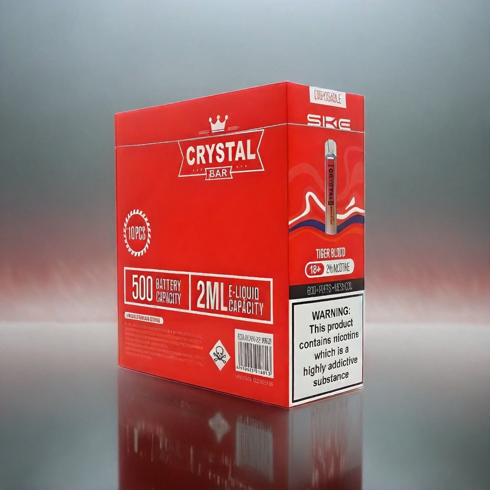 Ske Crystal Bar 600 France Grosiste Sans Nicotine / 2% ACIER INOXYDABLE TIGER BOLD