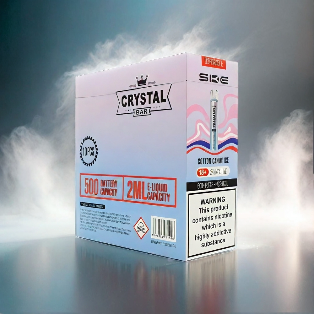 Ske Crystal Bar 600 France Grosiste - sans nicotine (0%) ou 2% - 500mAh - 600 bouffées - Barbe à Papa Glacée