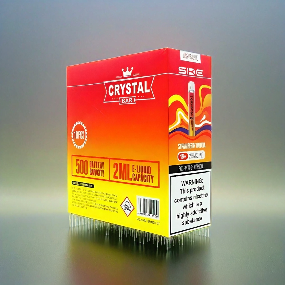 Ske Crystal Bar 600 France Grossiste - 0% / 2% de nicotine, 500mAh, 600 bouffées, inoxydable acétique, Banane Fulse Banane