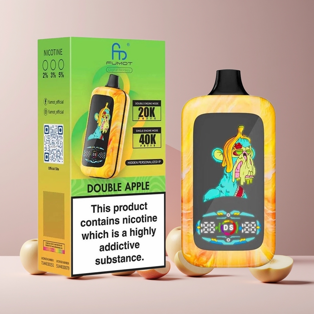 Fumot Digital Monkey Double Pomme (Pomme Double) 40000 Puffs Double Mèche Mode Dual/Single Engine France Grossiste