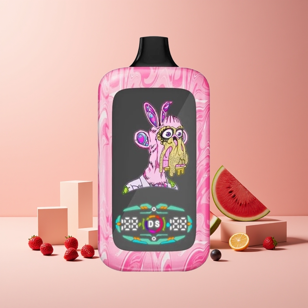 Fumot Digital Monkey France Grossiste - 40000 Puffs, Double Moteur/Double Mesh, Batterie 850 MAH, Port Type-C, Fraise Pastèque (0%,2%,3%,5%)