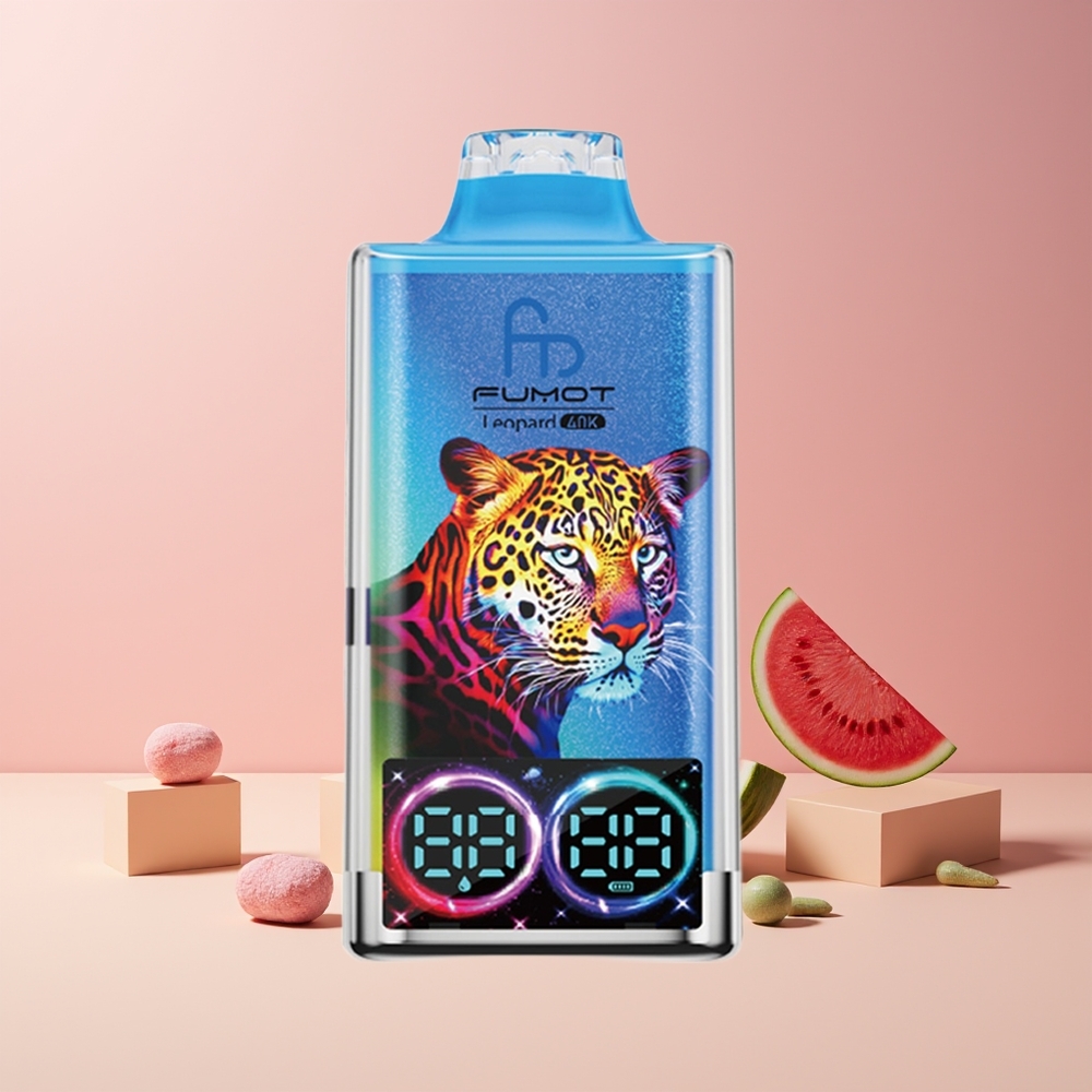 Fumot Leopard 40K Puffs France Grossiste - 700mAh, Double Mesh, Type-C, Affichage Numérique, Pastèque Bubblegum