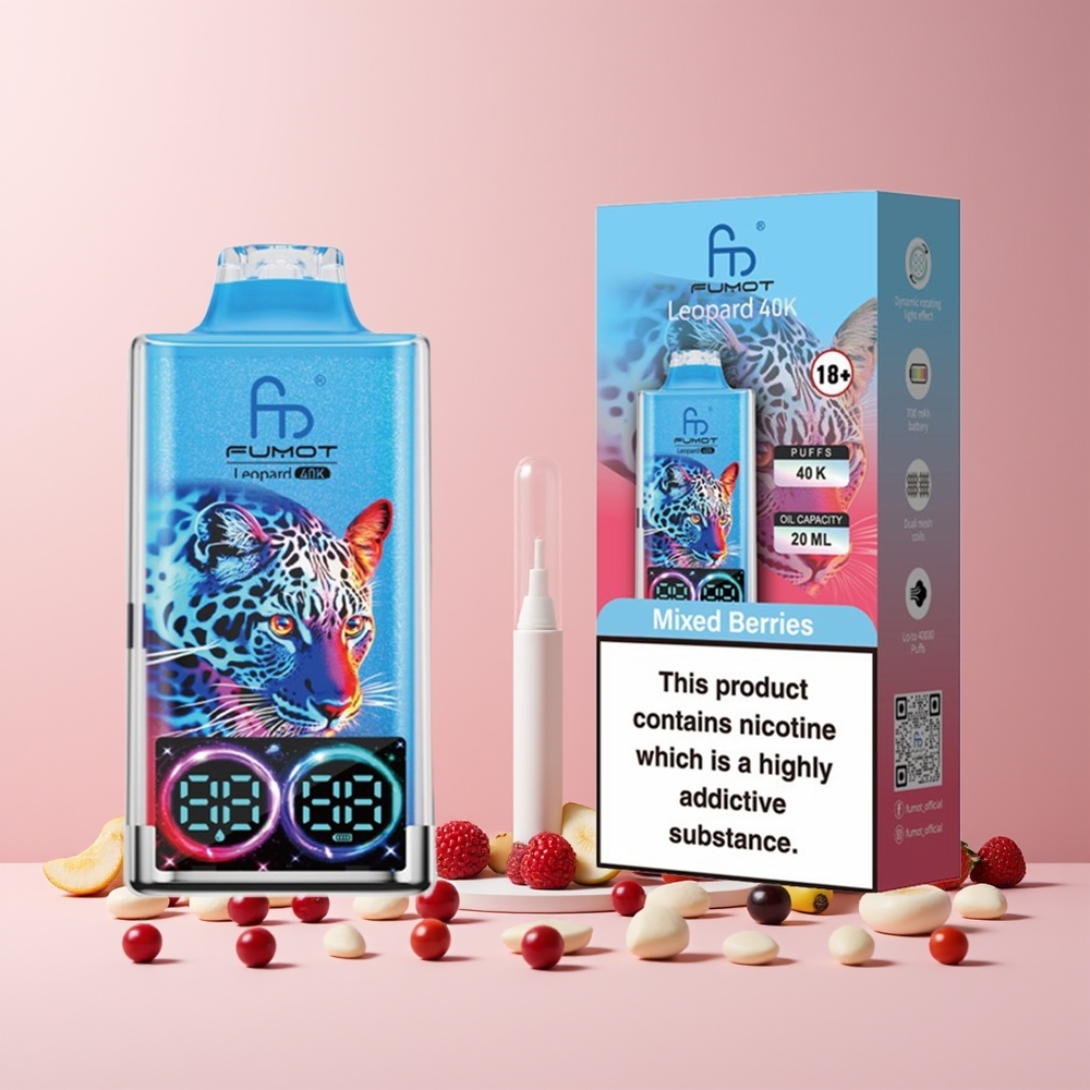 Fumot Leopard 40K Puffs France Grossiste - Double Mesh, 700mAh, Type-C, Affichage Numérique, Baies Mixtes, 0-5% Nicotine