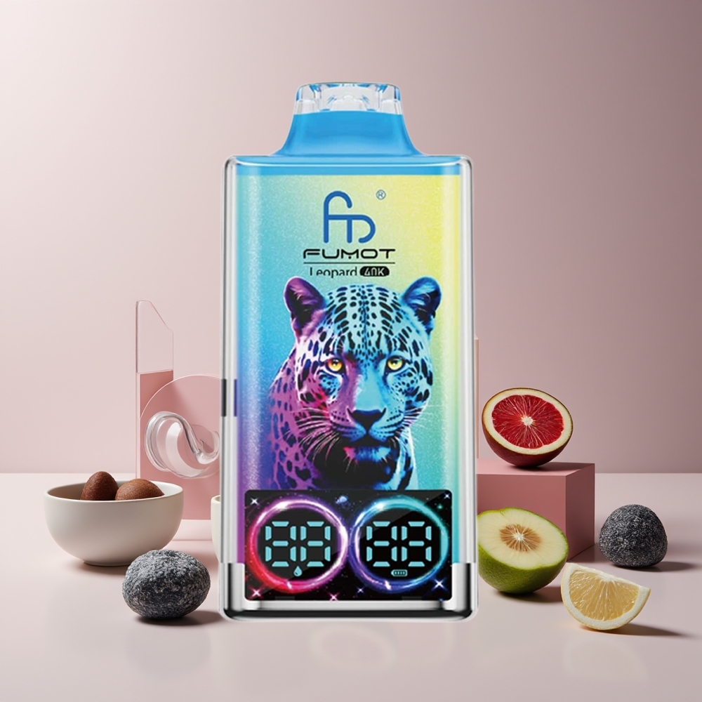 Fumot Leopard 40K Puffs France Grossiste - Double Mesh, 700mAh, Type-C, Affichage Numérique, Glace du Dragon Noir