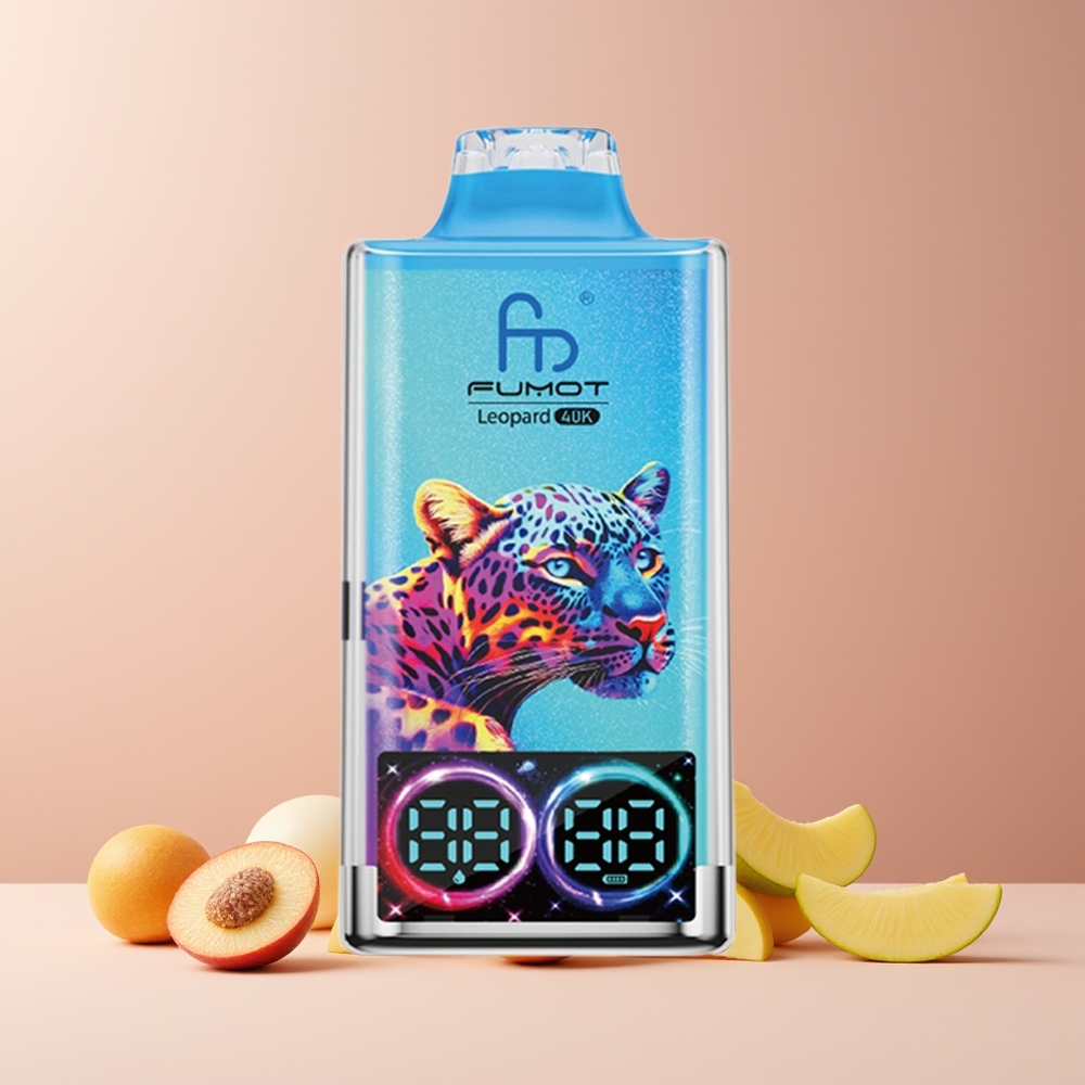 Fumot Leopard 40K Puffs France Grossiste - Double Mesh, 700mAh, Type-C, Affichage Numérique, Pêche Mangue Ananas