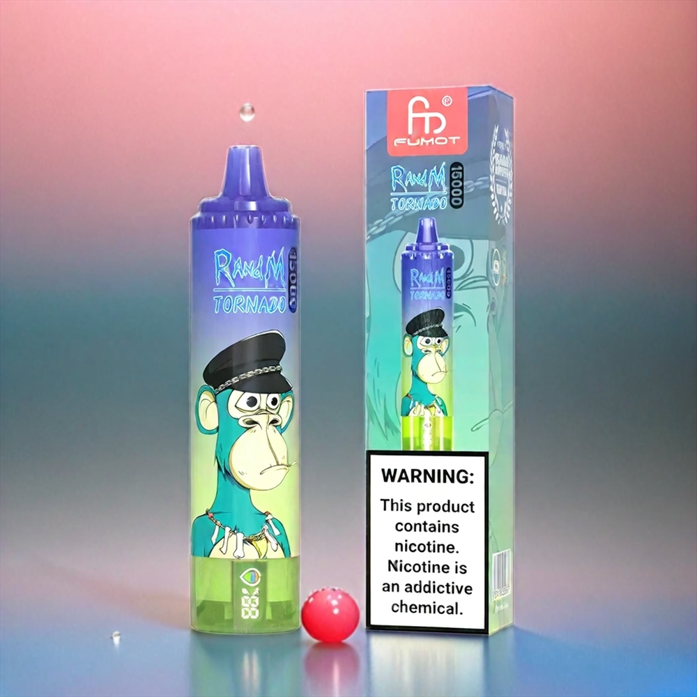 Fumot Randm Tornado 15000 Puffs France Grosiste - 25ml 850mAh Mesh Coil Type-C LCD Myrtille Bubblegum