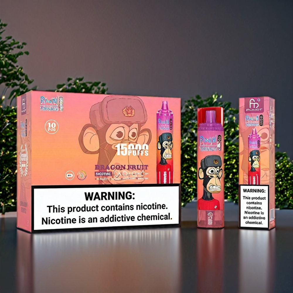 Fumot Randm Tornado 15000 Puffs France Grosiste Fruit du Dragon AVec Mesh Bobine 0,9 ohm et USB Type-C