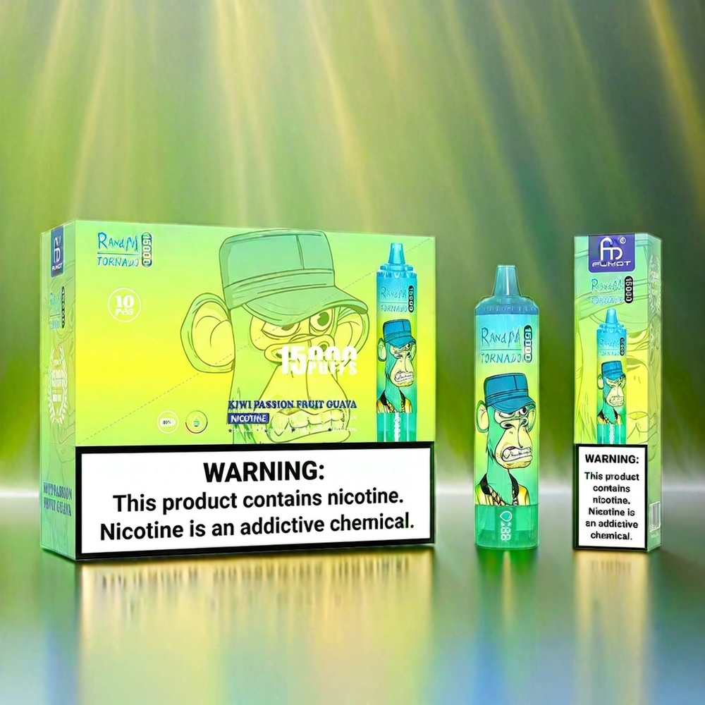 Fumot Randm Tornado 15000 Puffs France Grosiste - Kiwi Fruit de la Passion Goyave Avec Écran LCD et Bobine Mesh 0,9 ohm