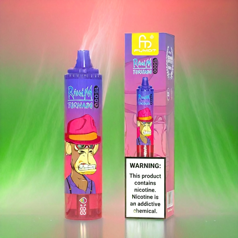 Fumot Randm Tornado 15000 Puffs France Grosiste Pomme Aciduée Avec Ecran LCD et RECHARGE TYPE-C