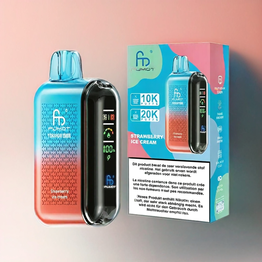 Fumot Tornado 20000 Puffs France Grosiste Avec 20ml de e-liquide et Smart Display - Crème Glacée à la Fulse