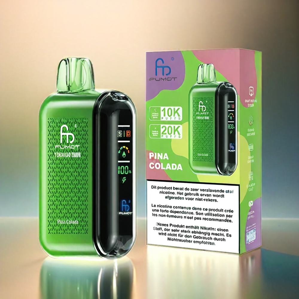 Fumot Tornado 20000 Puffs France Grosiste Avec 20ml de e-liquide et flux d'air Contrôle Pina Colada
