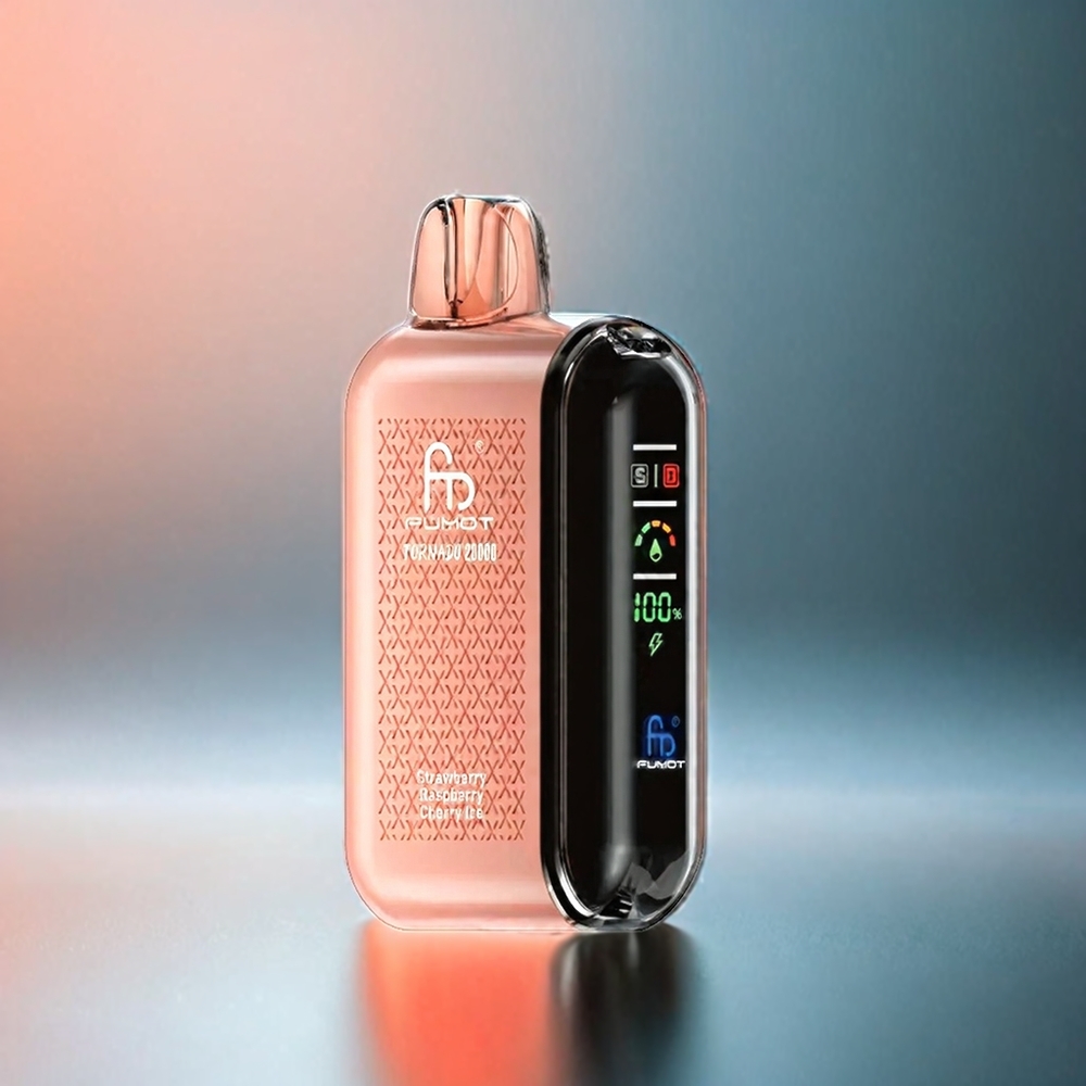 Fumot Tornado 20000 Puffs France Grosiste Avec Double Mesh Coil, 20 ml e-liquide et batterie 850mAh - Fulse Framboise Cerise Glacée