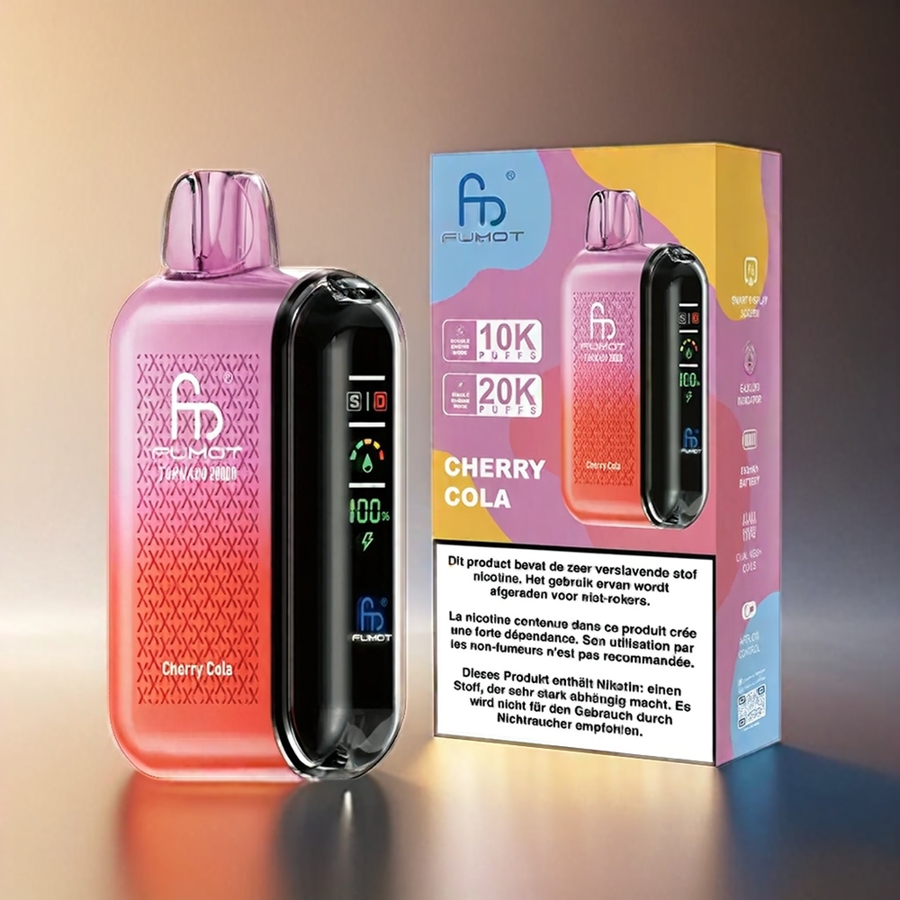 Fumot Tornado 20000 Puffs France Grosiste Avec Double Mesh Coil et 20 ml e-liquide Cherry Cola