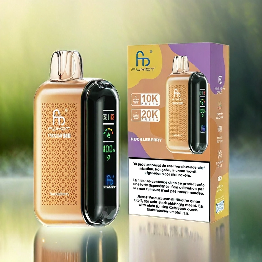 Fumot Tornado 20000 Puffs France Grosiste Avec Double Mesh Coil et Affichage Intelligent Parfum Huckleberry