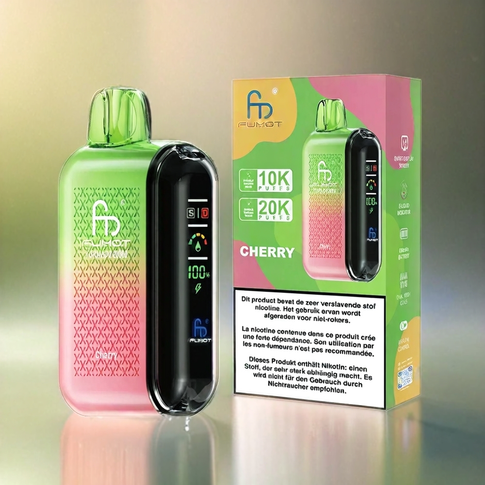 Fumot Tornado 20000 Puffs France Grosiste - Coil à double mailles, e-liquide de 20 ml, batterie 850mAh, Cerise
