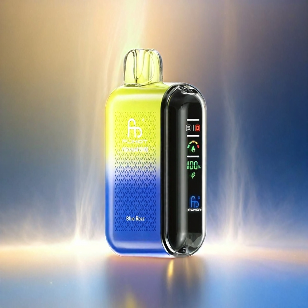 Fumot Tornado 20000 Puffs France Grosiste Double Mesh 20ml 850mAh Affichage Intelligent Bleu Framboise