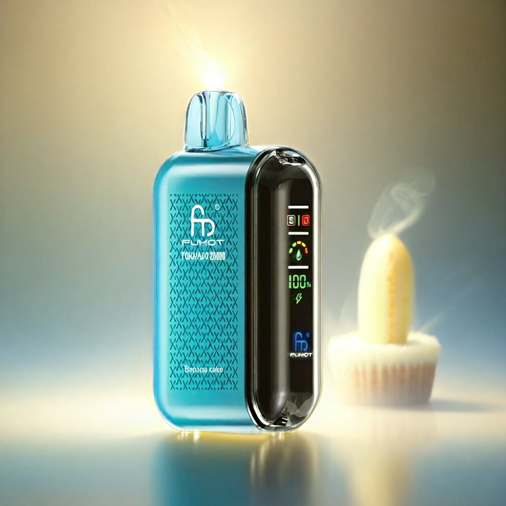 Fumot Tornado 20000 Puffs France Grosiste - Double Mesh Coil, 20 ml, Affichage Intelligent, Banana Cake (Gâteau à la Banane)