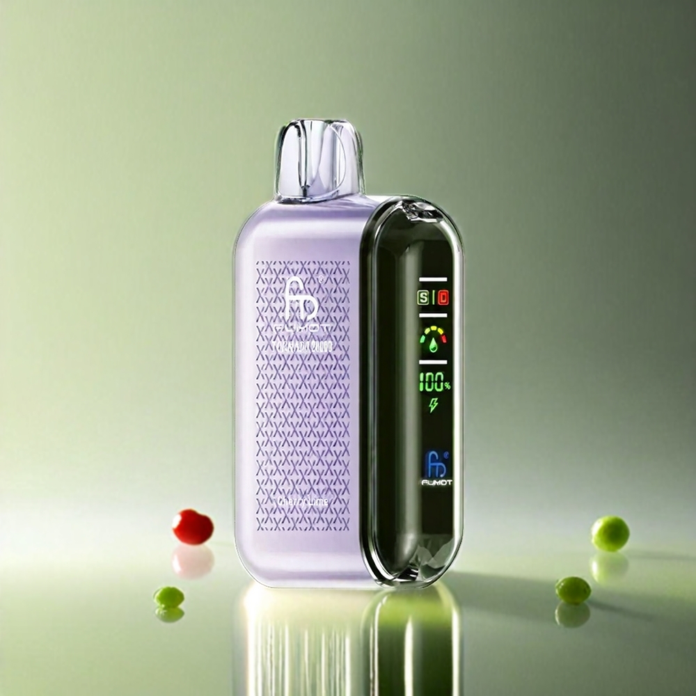 Fumot Tornado 20000 Puffs France Grossiste Avec Double Mesh Coil et Affichage Intelligent - Cerise Citron Vert