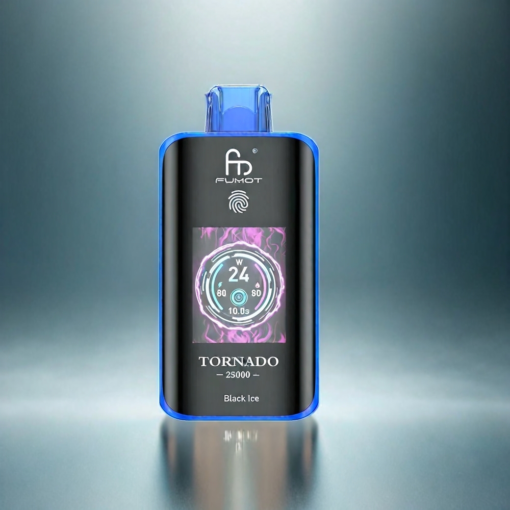 Fumot Tornado 25000 Puffs France Grosiste Avec Écran HD, Batterie 700mAh RECHARAGE et Glace Noire