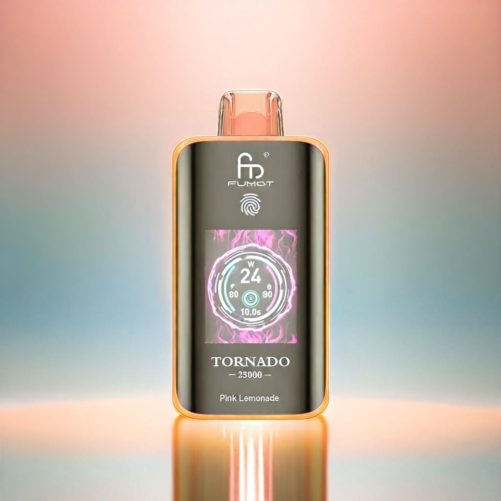 Fumot Tornado 25000 Puffs France Grosiste Avec Écran HD, Batterie 700mAh Rechargeable ET 20ml E-Liquide Pré-Rempli, Citronnade Rose