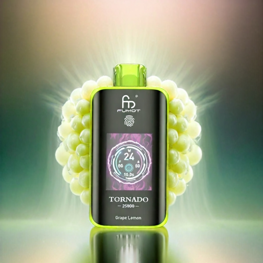 Fumot Tornado 25000 Puffs France Grosiste Avec Écran HD, Batterie 700mAh Rechargeable et Citron Raisin Raisin Raisin 700mA