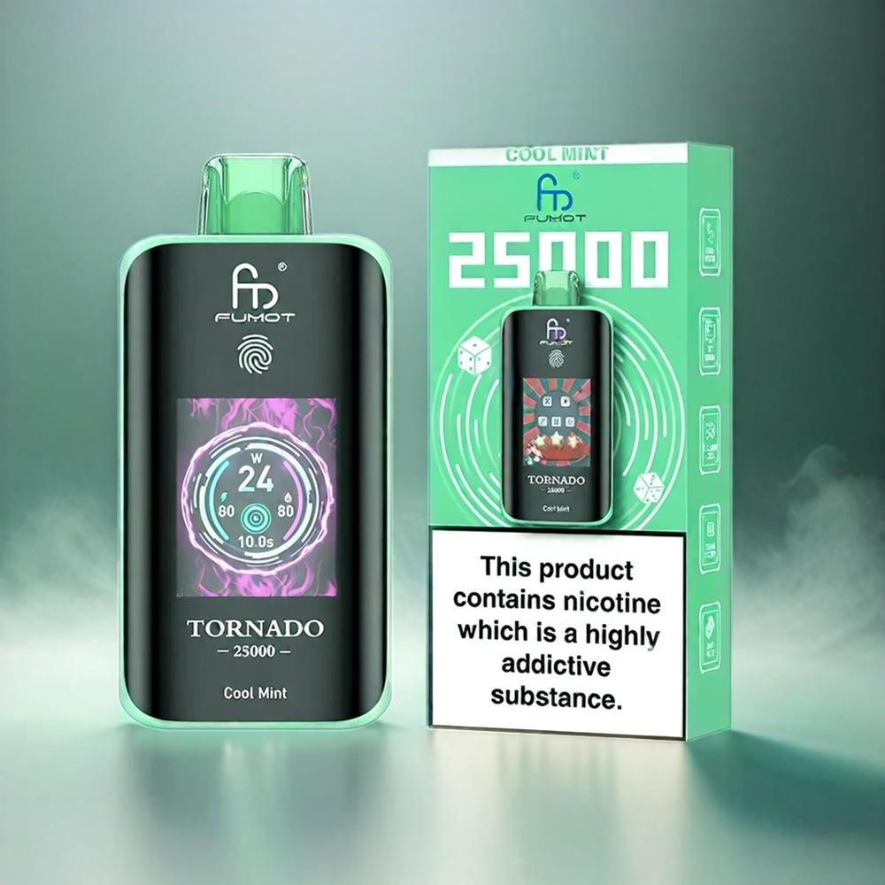 Fumot Tornado 25000 Puffs France Grosiste Avec Écran HD, Batterie 700mAh Rechargeable et Saveur Menthe Fraîche