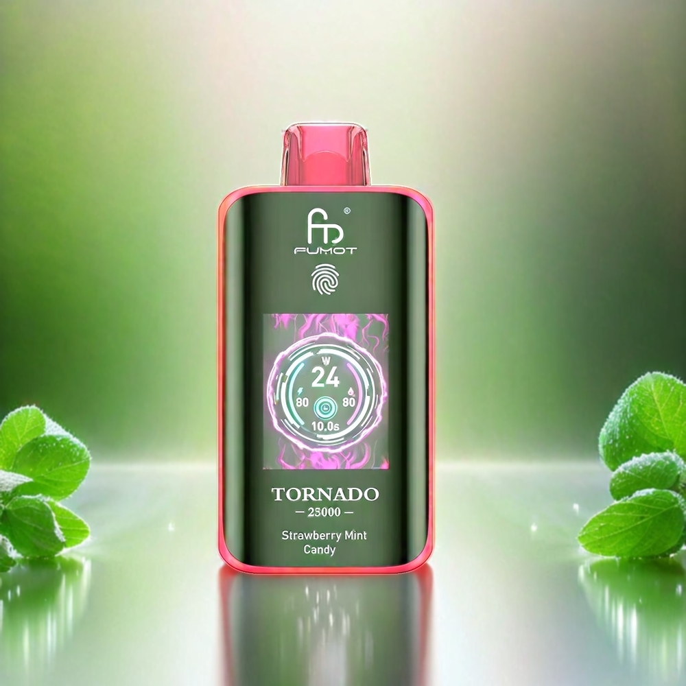 Fumot Tornado 25000 Puffs France Grosiste Avec Écran HD, batterie 700mAh rechargeable, 20ml e-liquide Pré-Rempli, Fense Menthe Bonbon