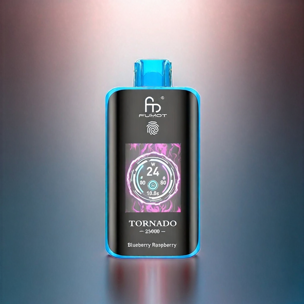 Fumot Tornado 25000 Puffs France Grosiste HD Screen 20ml Type-C Myrtille Framboise