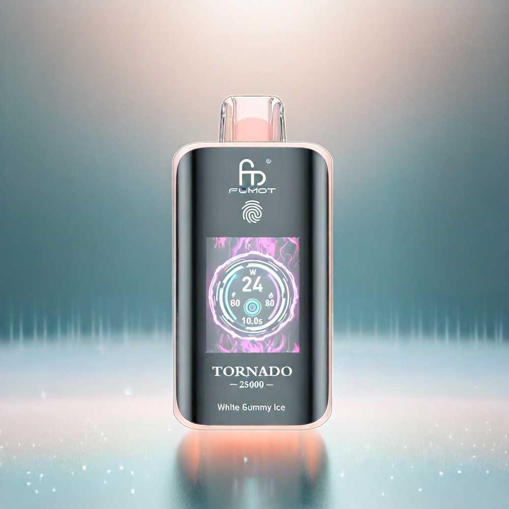 Fumot Tornado 25000 Puffs France Grosiste HD Écran, 700mAh, 20 ml, Type-C - glace gommeuse blanche (glacé à la Guimauve Blanche)