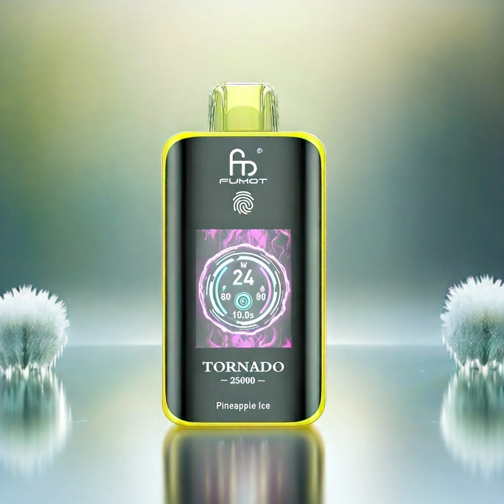 Fumot Tornado 25000 Puffs France Grosiste HD Écran 700mAh Glace ANANAS RECHARGable Type-C