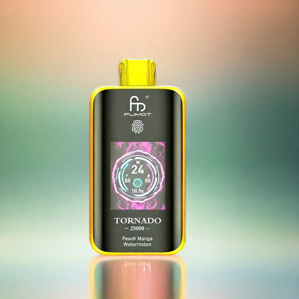Fumot Tornado 25000 Puffs France Grosiste HD Écran 700mAh RECHARAGABLE 20ML Pêche MANGE PASTEque