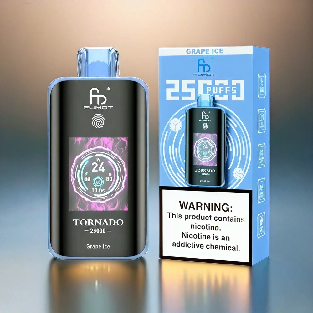 Fumot Tornado 25000 Puffs France Grosiste Écran HD Batterie 700mAh Glace Raisin