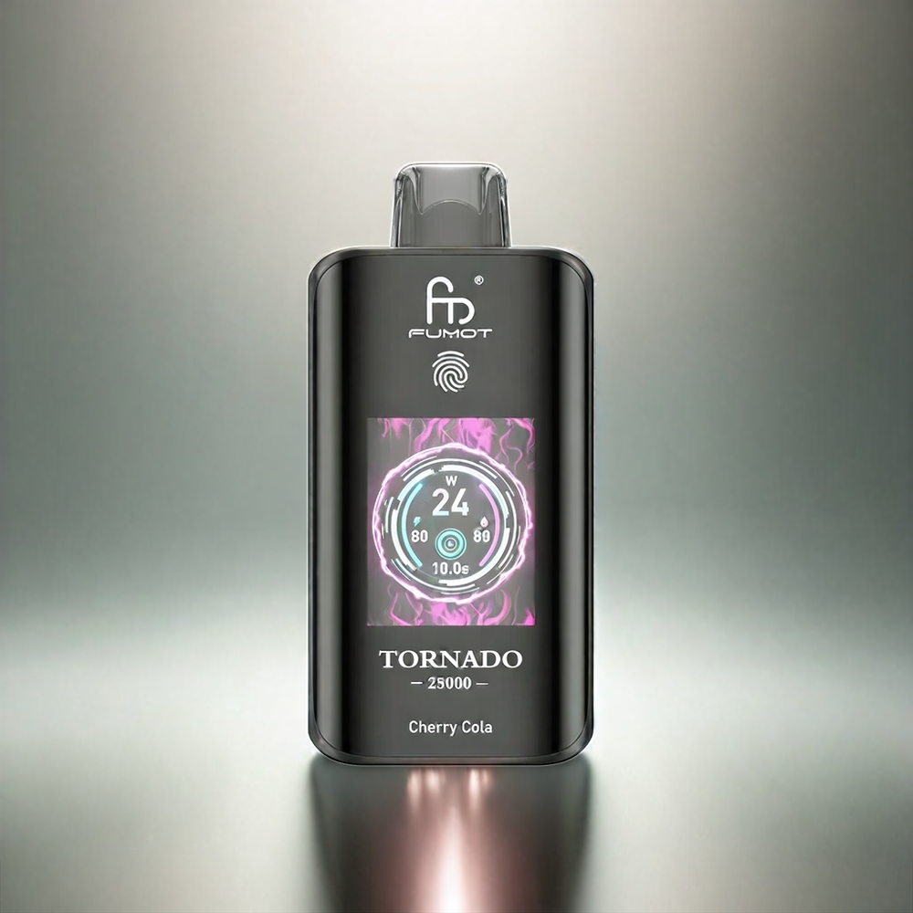 Fumot Tornado 25000 Puffs France Grossiste Avec Écran HD, batterie rechargeable 700mAh, e-liquide Pré-Rempli 20ml, ET Type-C Cerise cola