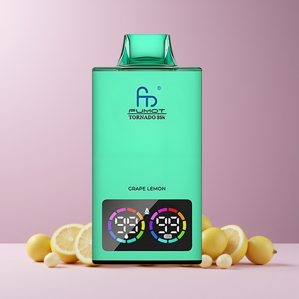 Fumot Tornado 35K Disposable Vape France Grossiste - Double Mesh Coil, 15ml E-liquide, 35000 Puffs, Raison Citron