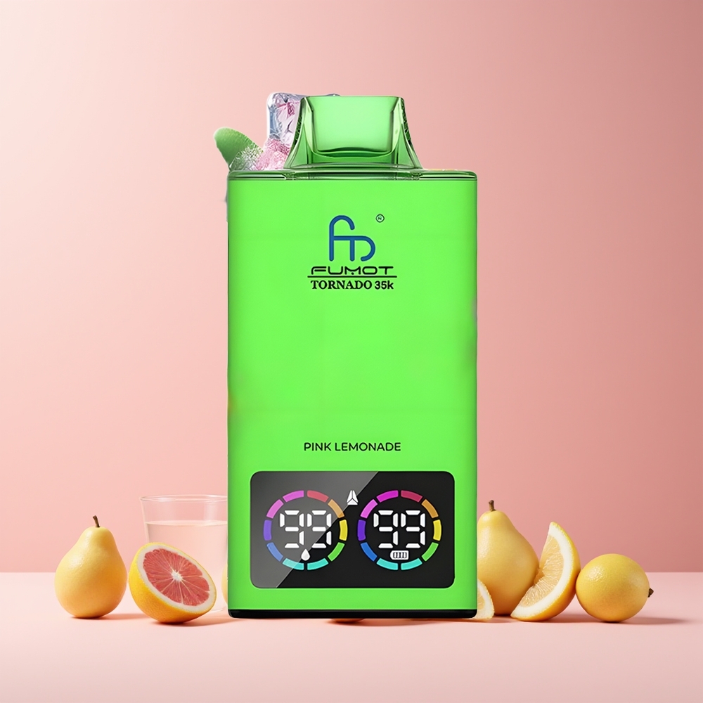 Fumot Tornado 35K Vape Jetable France Grossiste - Double Mesh, 15ml E-liquide, 35000 Puffs, Citronnade Rose
